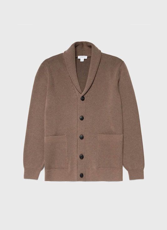 Mens Ribbed Shawl Neck Cardigan In Cedar Mcar8222 Breh