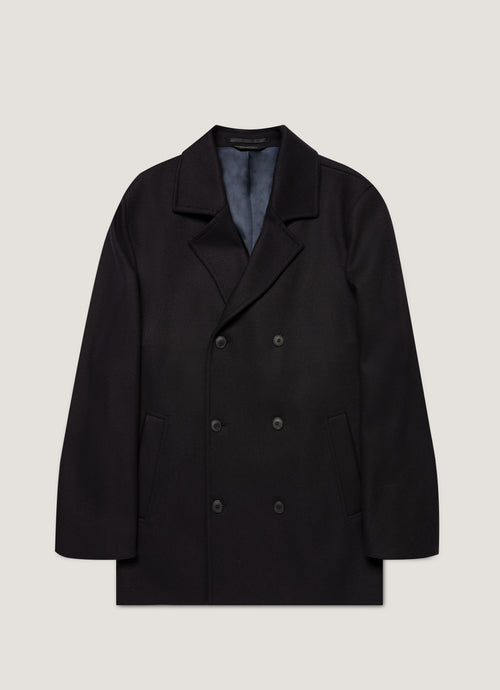 Mens Boiled Wool Pea Coat In Navy Mcoa7335 Buaa