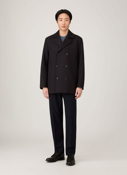 Mens Boiled Wool Pea Coat In Navy Mcoa7335 Buaa