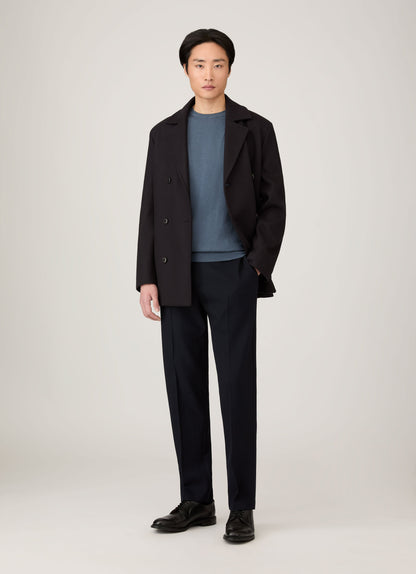 Mens Boiled Wool Pea Coat In Navy Mcoa7335 Buaa