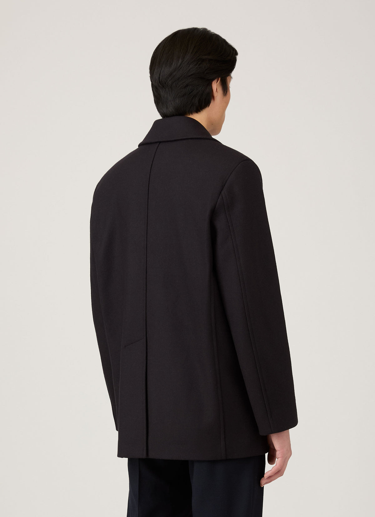 Mens Boiled Wool Pea Coat In Navy Mcoa7335 Buaa