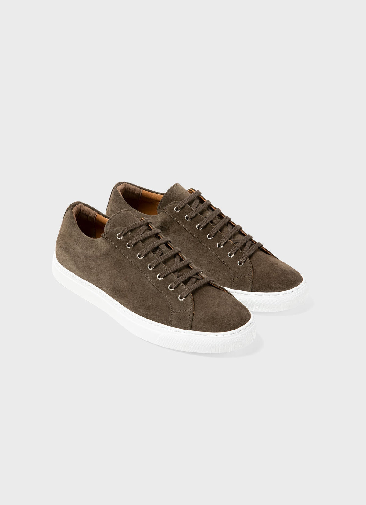 Mens Suede Tennis Shoe In Dark Moss