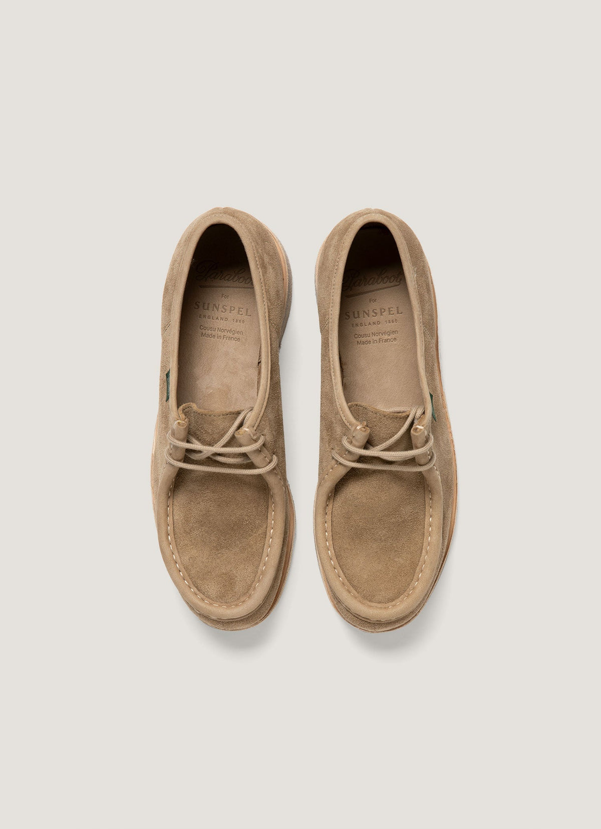 Paraboot X Sunspel Suede Michael Shoe In Dark Sand Mftw9473 Brey