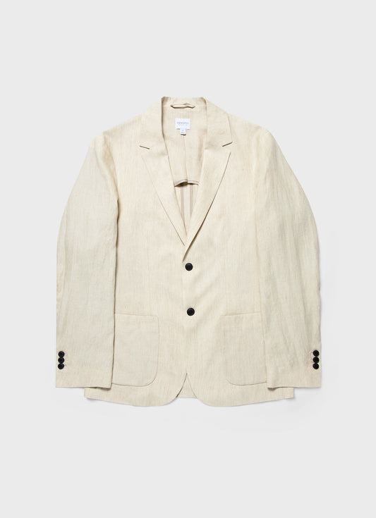 Mens Linen Unstructured Blazer In Light Sand Mjac7075 Brdv