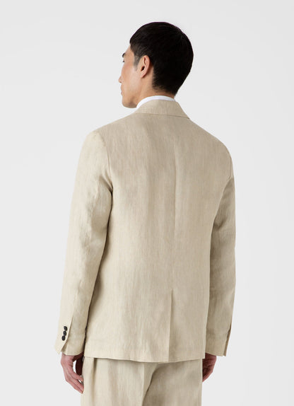 Mens Linen Unstructured Blazer In Light Sand Mjac7075 Brdv