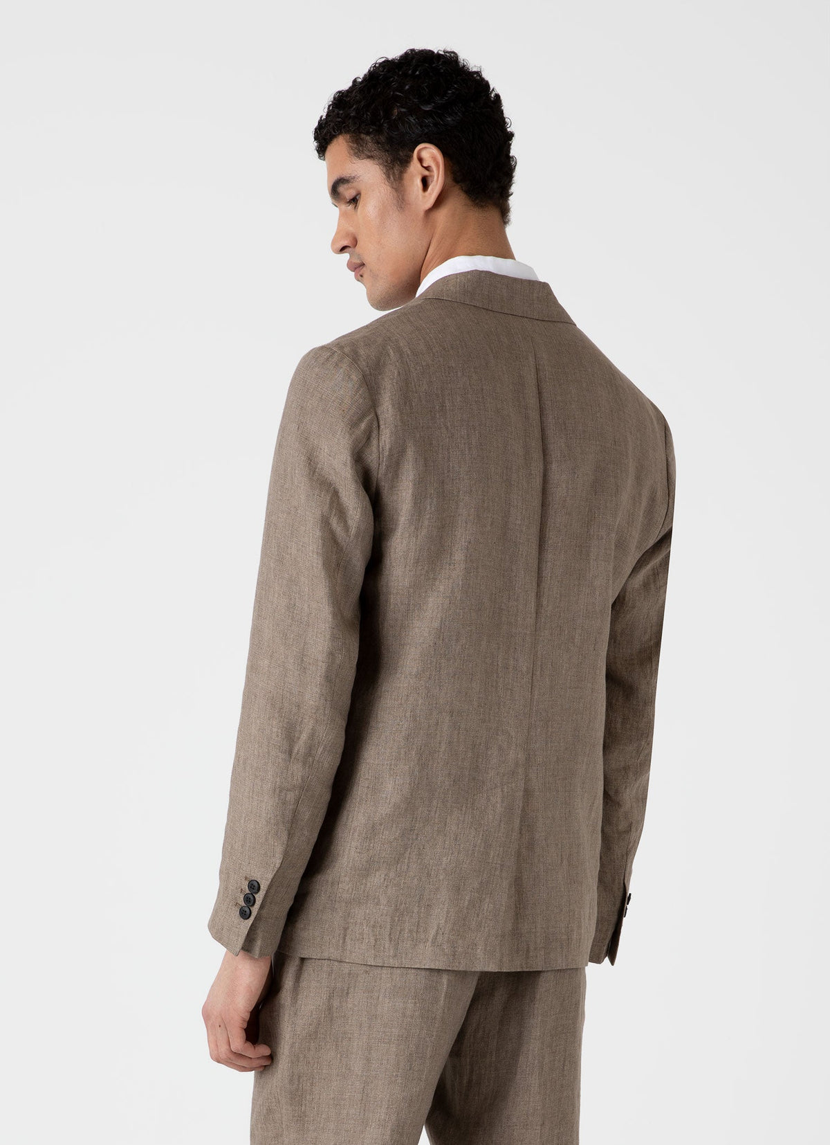 Mens Linen Unstructured Blazer In Dark Sand Mjac7075 Brey