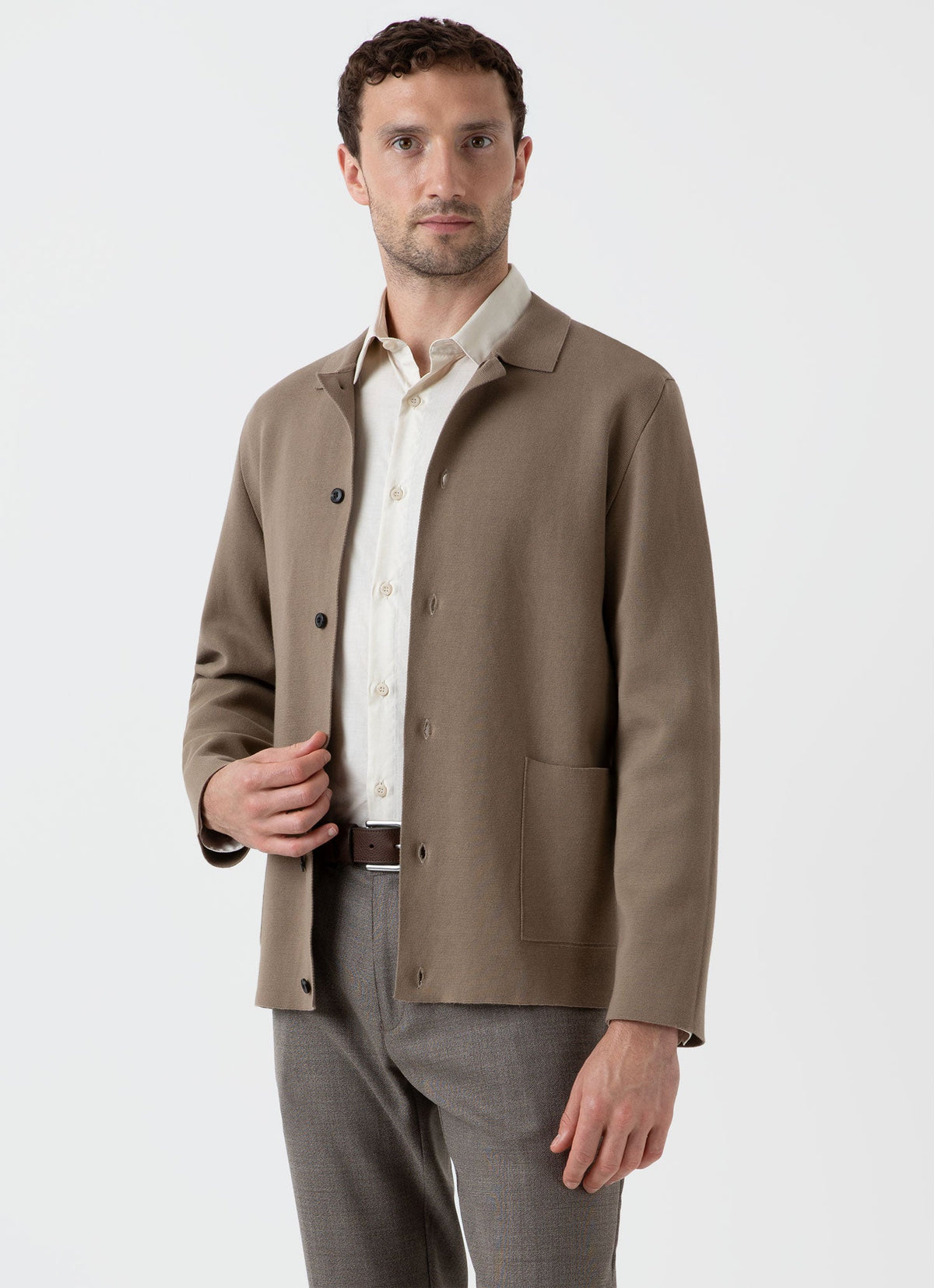 Mens Milano Knit Jacket In Dark Stone Mjac7131 Whdc