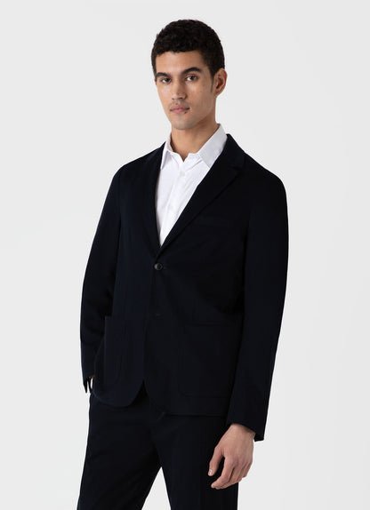 Mens Brushed Cotton Wool Blazer In Navy Mjac7135 Buaa