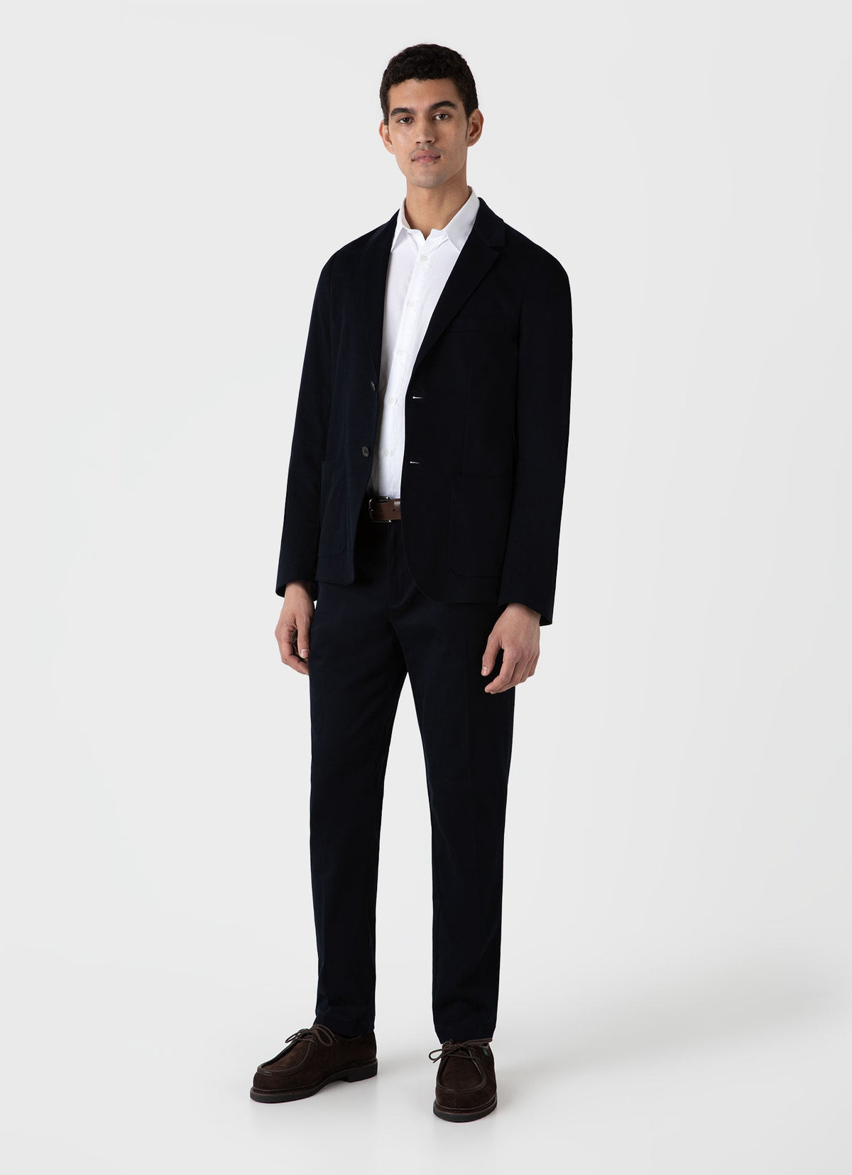 Mens Brushed Cotton Wool Blazer In Navy Mjac7135 Buaa