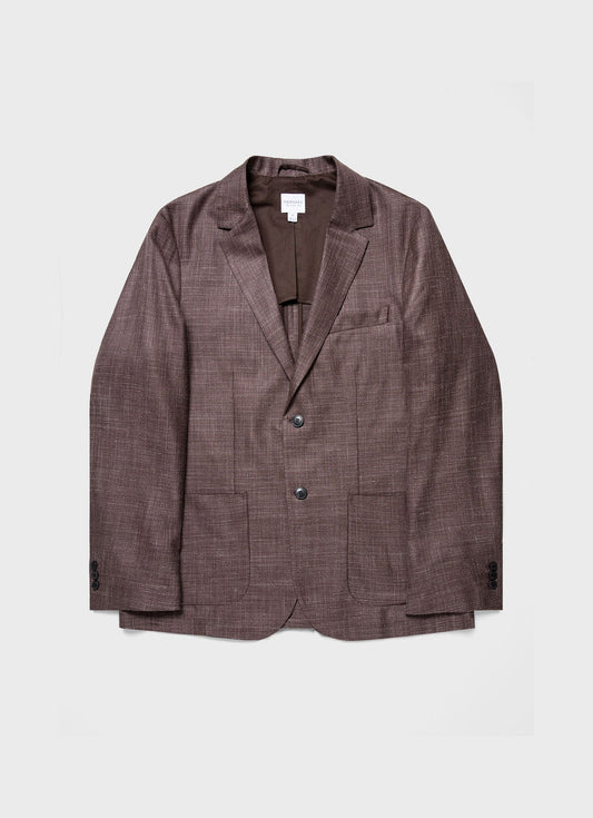 Mens Silk Linen Wool Blazer In Dark Sand Mjac7146 Brey