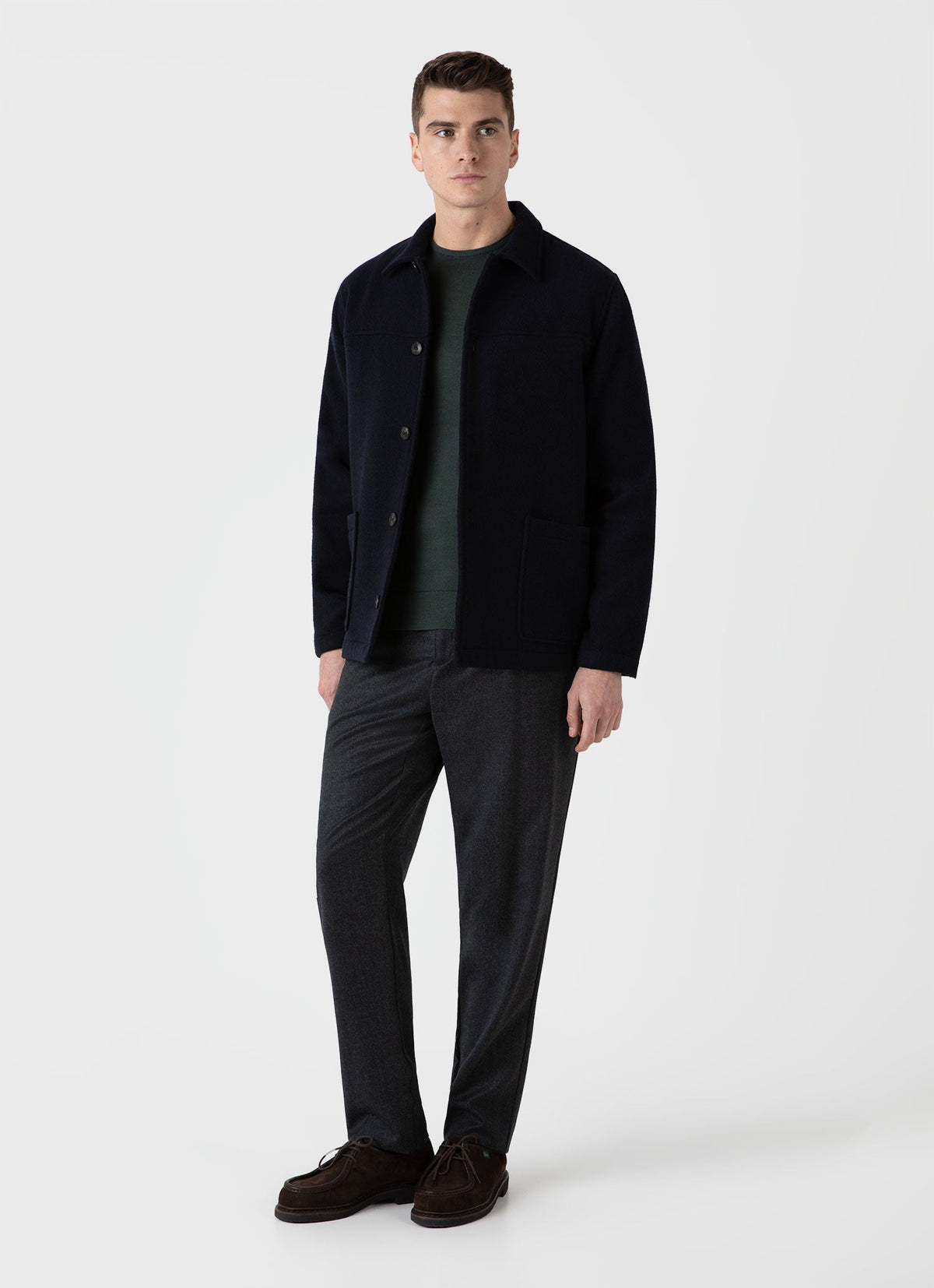 Mens Double Faced Chore Jacket In Navy Mjac7155 Buaa