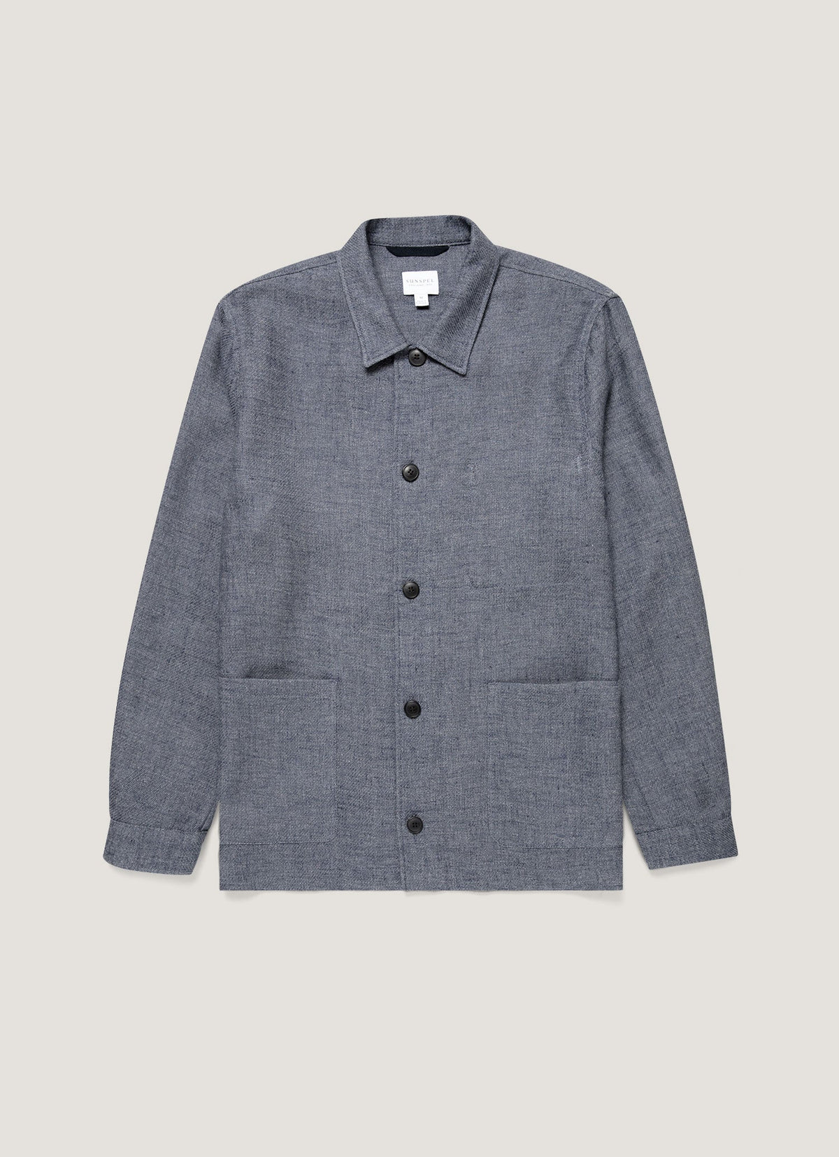 Mens Cotton Linen Twill Twin Pocket Jacket In Denim Blue Mjac7166 Buds
