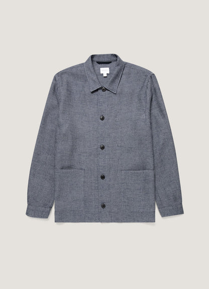 Mens Cotton Linen Twill Twin Pocket Jacket In Denim Blue Mjac7166 Buds