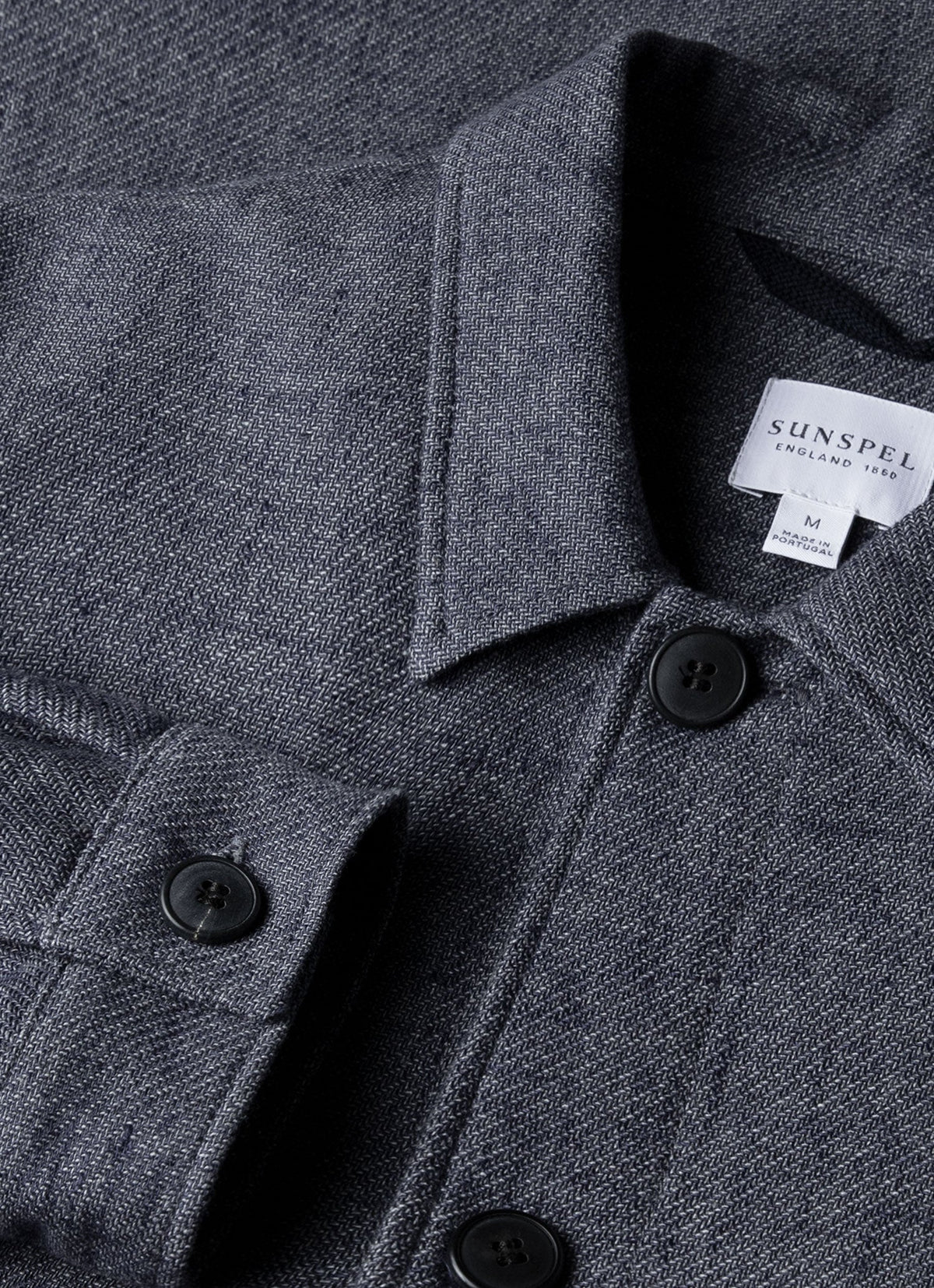Mens Cotton Linen Twill Twin Pocket Jacket In Denim Blue Mjac7166 Buds