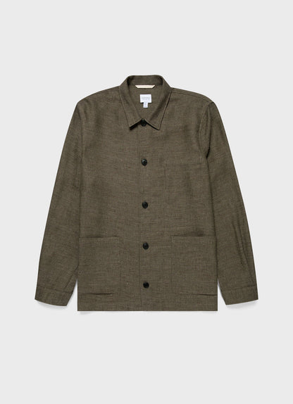 Mens Cotton Linen Twill Twin Pocket Jacket In Khaki Mjac7166 Gngy