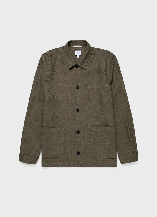 Mens Cotton Linen Twill Twin Pocket Jacket In Khaki Mjac7166 Gngy