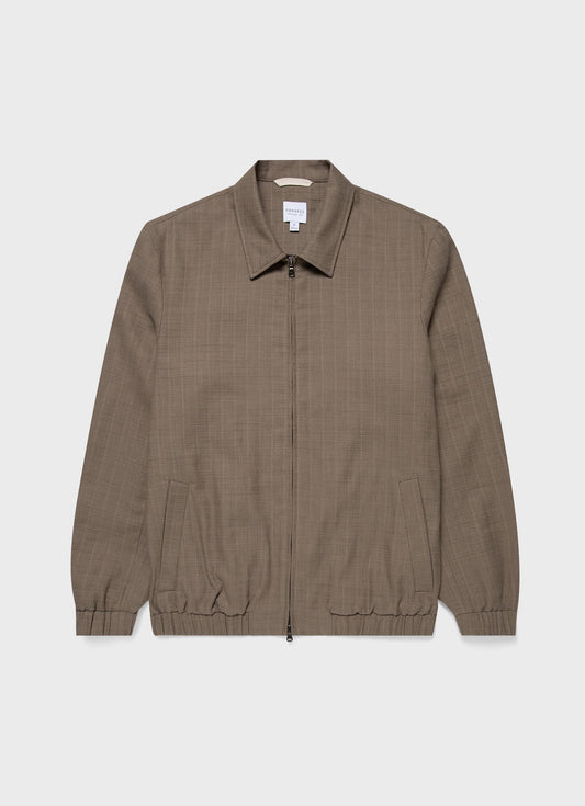 Mens Cotton Raffia Blouson Jacket In Dark Stone Mjac7167 Whdc