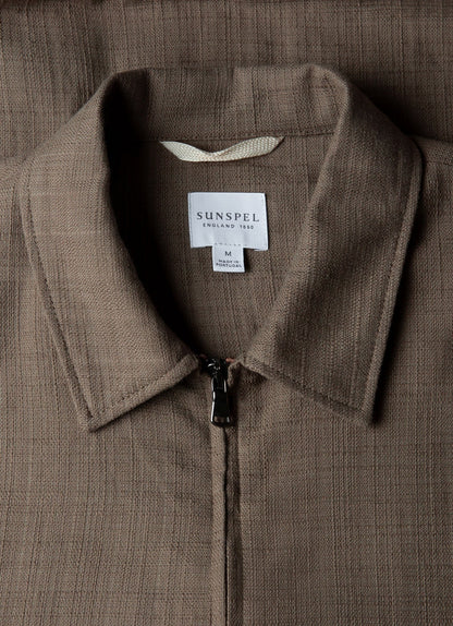 Mens Cotton Raffia Blouson Jacket In Dark Stone Mjac7167 Whdc