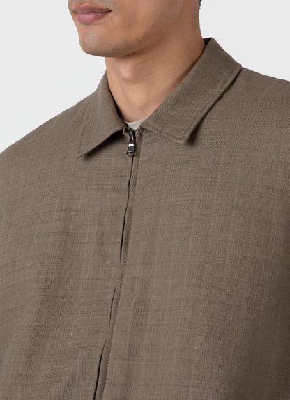 Mens Cotton Raffia Blouson Jacket In Dark Stone Mjac7167 Whdc
