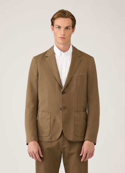 Mens Cotton Linen Blazer In Dark Cedar Mjac7220 Brgr