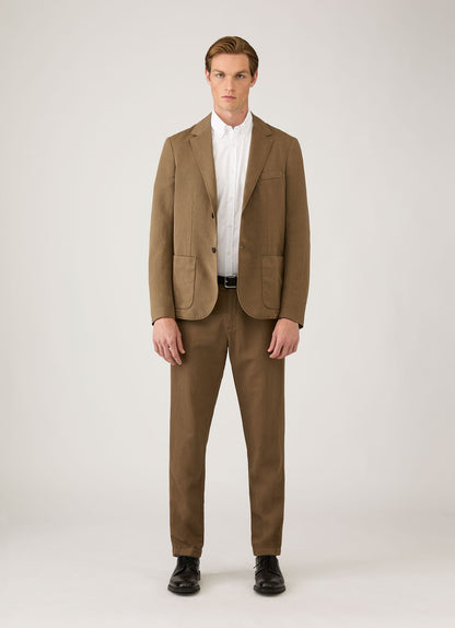 Mens Cotton Linen Blazer In Dark Cedar Mjac7220 Brgr