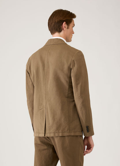 Mens Cotton Linen Blazer In Dark Cedar Mjac7220 Brgr
