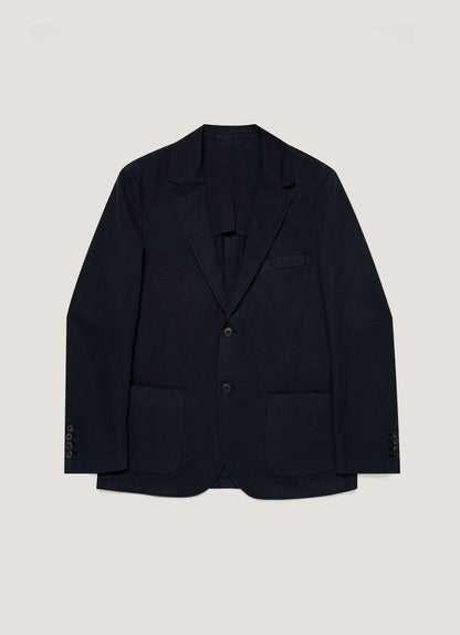 Mens Cotton Linen Unstructured Blazer In Navy Mjac7220 Buaa
