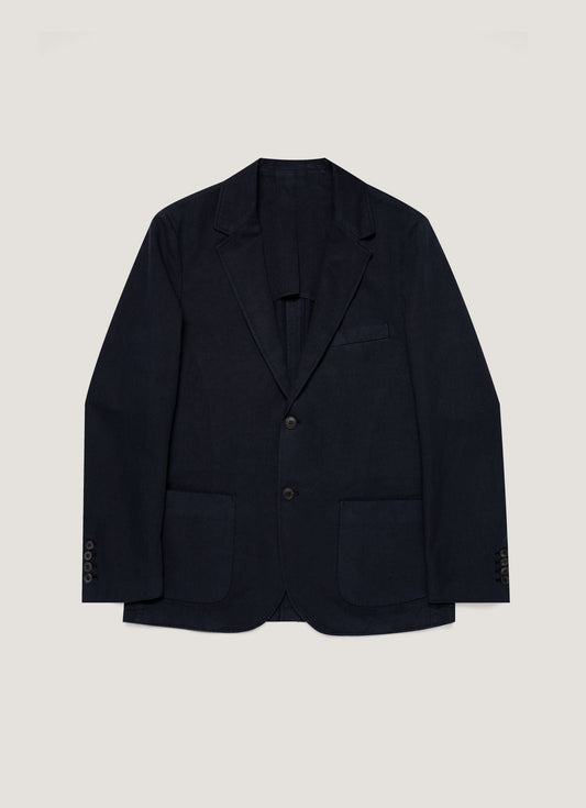 Mens Cotton Linen Unstructured Blazer In Navy Mjac7220 Buaa