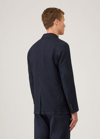 Mens Cotton Linen Unstructured Blazer In Navy Mjac7220 Buaa