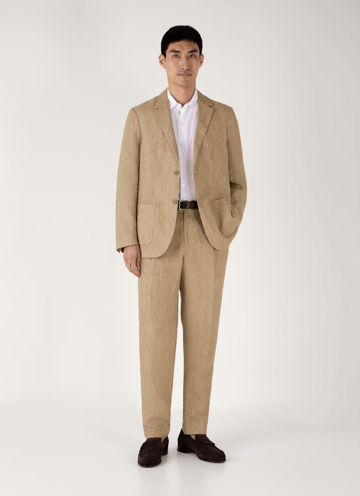 Mens Linen Blazer In Dune Melange Mjac7186 Brga