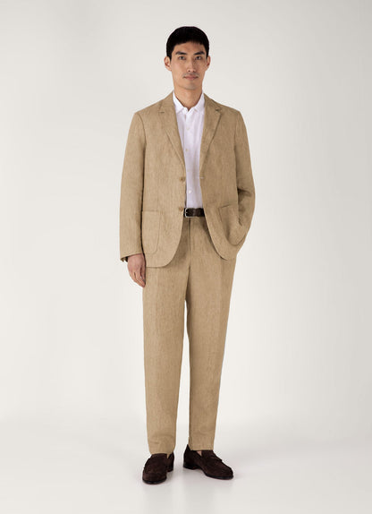 Mens Linen Blazer In Dune Melange Mjac7186 Brga
