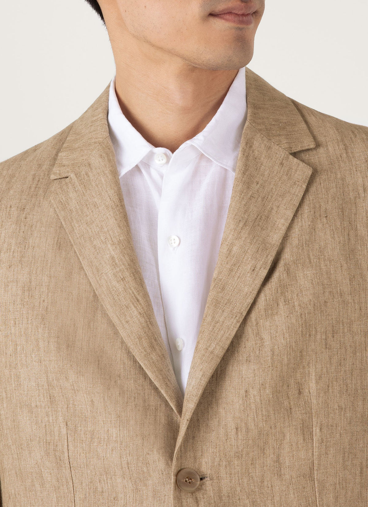 Mens Linen Blazer In Dune Melange Mjac7186 Brga