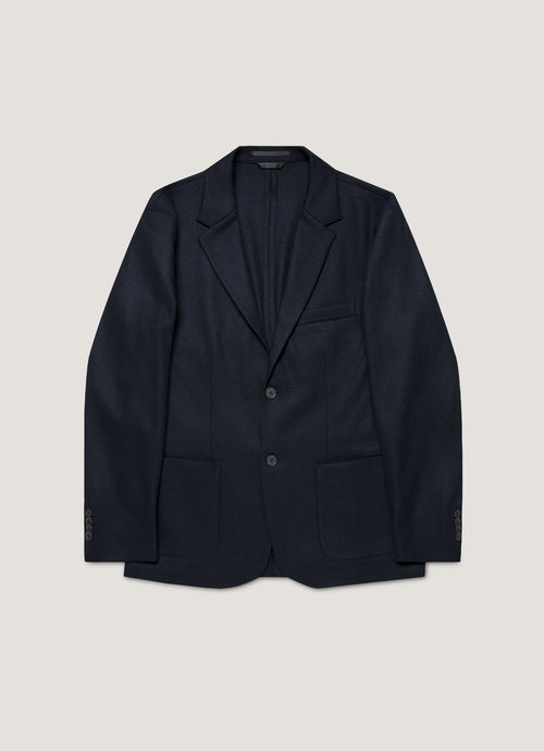 Mens Boiled Wool Blazer In Navy Mjac7192 Buaa