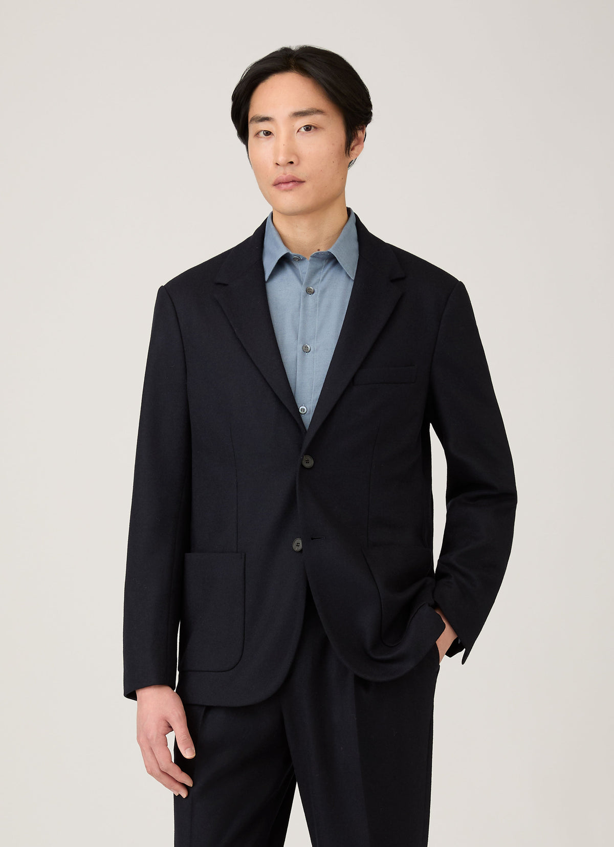 Mens Boiled Wool Blazer In Navy Mjac7192 Buaa