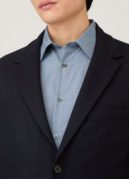 Mens Boiled Wool Blazer In Navy Mjac7192 Buaa