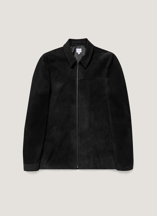 Mens Suede Harrington Jacket In Black Mjac7196 Bkaa
