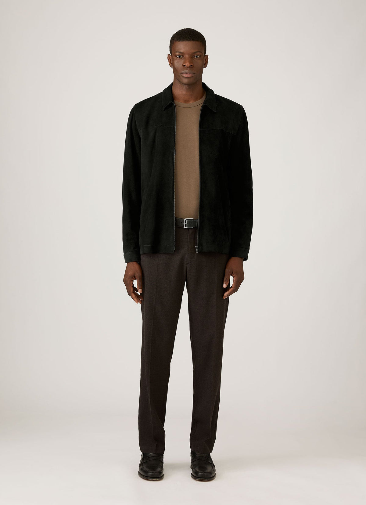 Mens Suede Harrington Jacket In Black Mjac7196 Bkaa