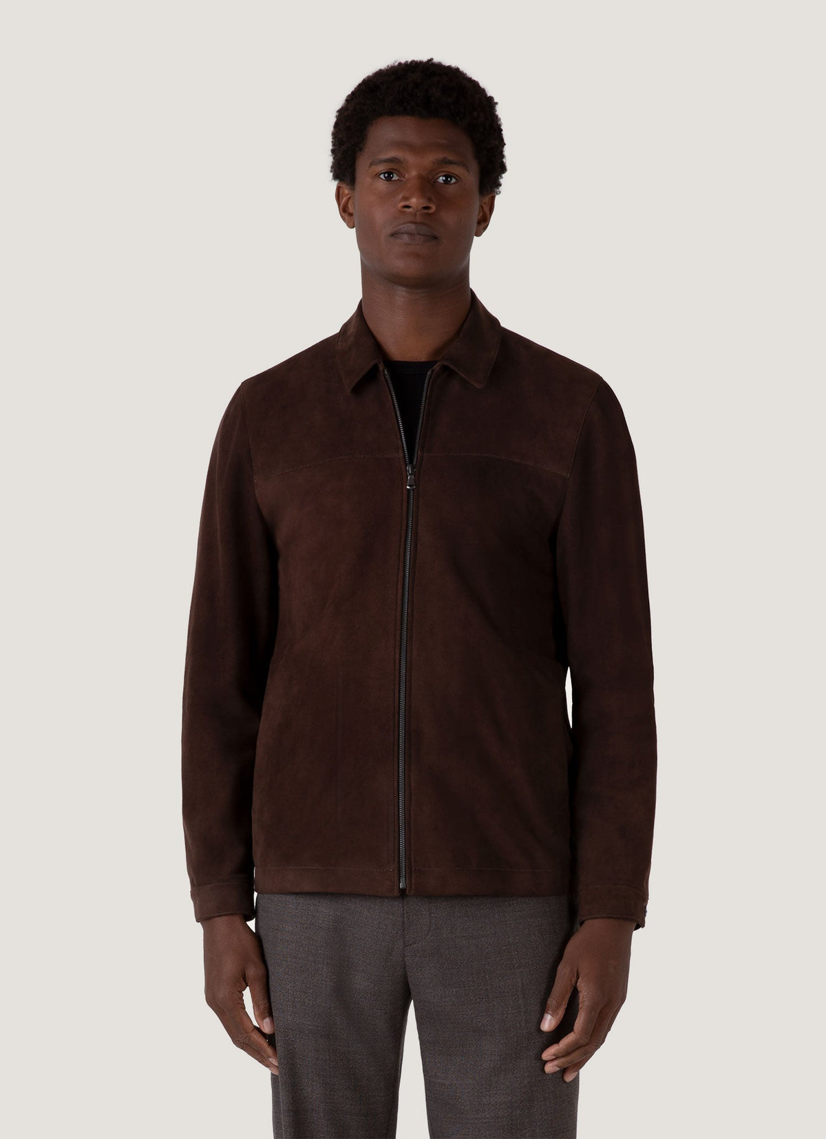 Mens Suede Harrington Jacket In Cocoa Mjac7196 Brdg
