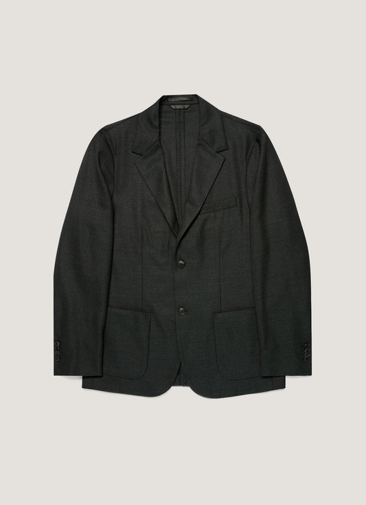 Mens Lightweight Travel Wool Blazer In Dark Charcoal Melange Mjac7197 Gybg