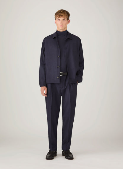 Mens Wool Twill Jacket In Navy Mjac7201 Buaa