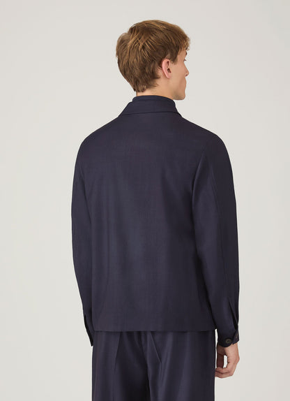 Mens Wool Twill Jacket In Navy Mjac7201 Buaa