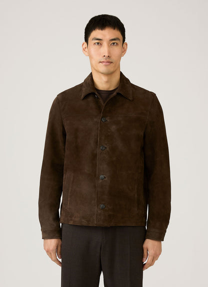 Mens Suede Jacket In Dark Brown Mjac7210 Brgz