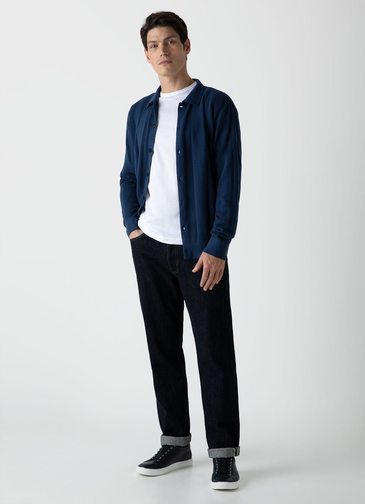 Mens Stripe Knit Jacket In Coast Mjac8199 Busx