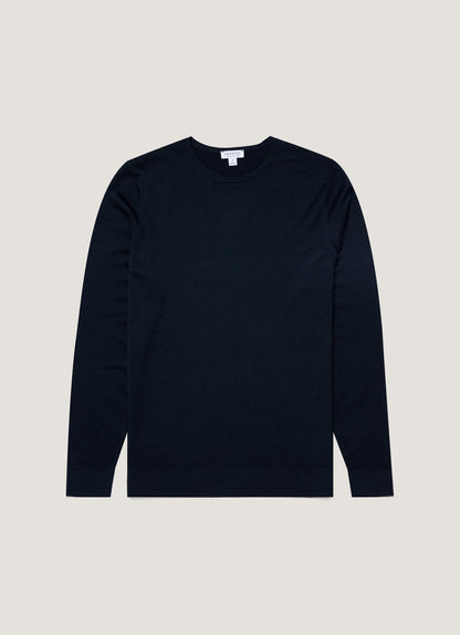 Mens Fine Merino Wool Jumper Light Navy Mjum8058