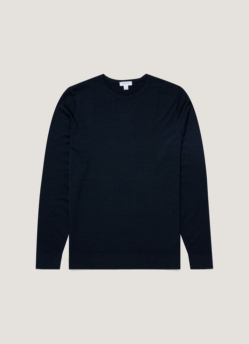 Mens Fine Merino Wool Jumper Light Navy Mjum8058