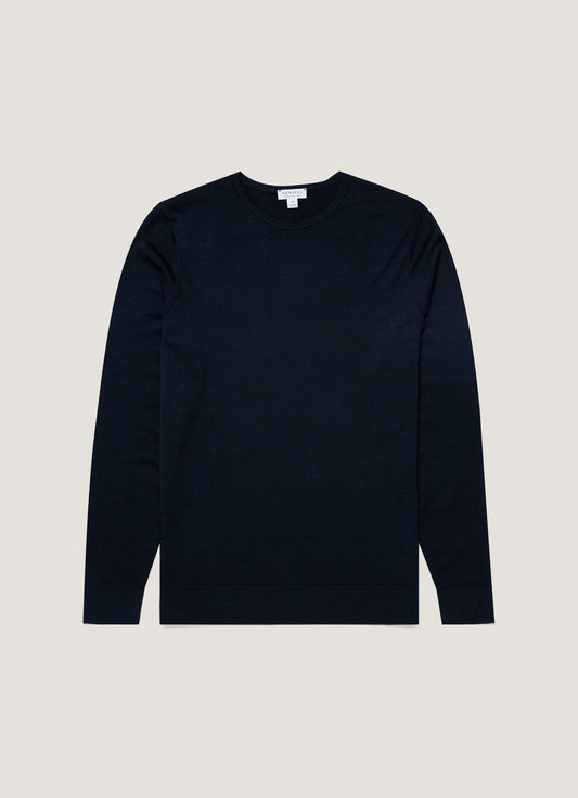 Mens Fine Merino Wool Jumper Light Navy Mjum8058
