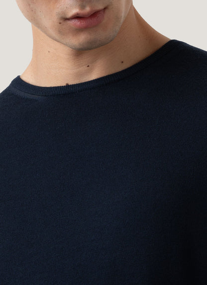 Mens Fine Merino Wool Jumper Light Navy Mjum8058