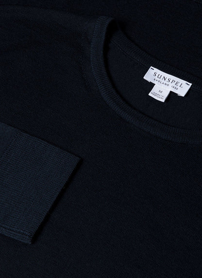 Mens Fine Merino Wool Jumper Light Navy Mjum8058
