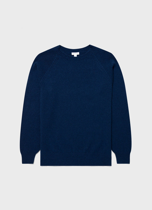 Mens Lambswool Crew Neck Jumper In Naval Blue Mjum8066 Buvm