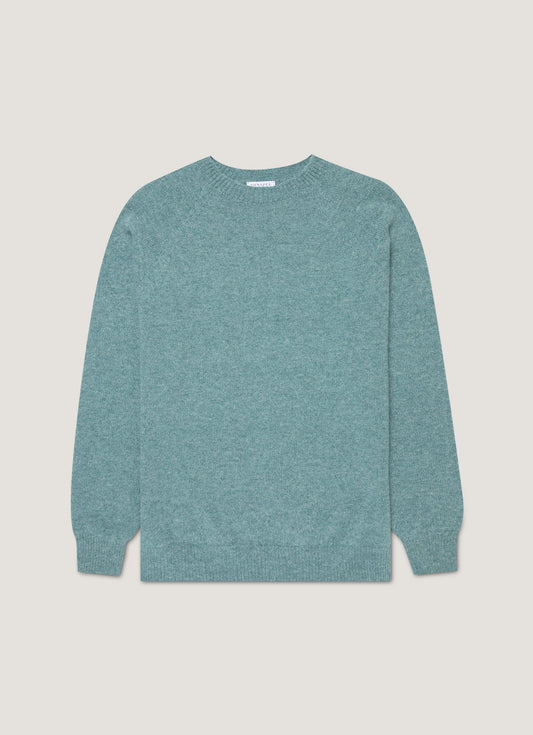 Mens Lambswool Crew Neck Jumper In Steel Green Mjum8066 Gniu